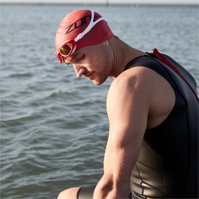 2024 Zone3 Silicone Swim Cap SA18SCAP - Red